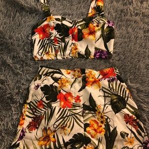 tropical print matching set